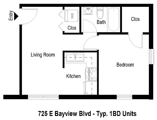 Floor plan Bayview 1BD 1BA Existing