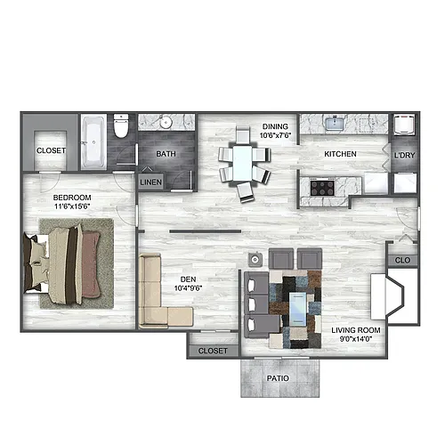 Floor plan A6 1 Bedroom
