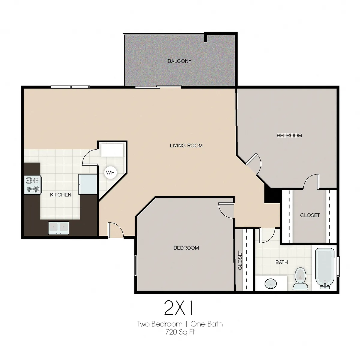 Floor plan Two Bedroom One Bathroom