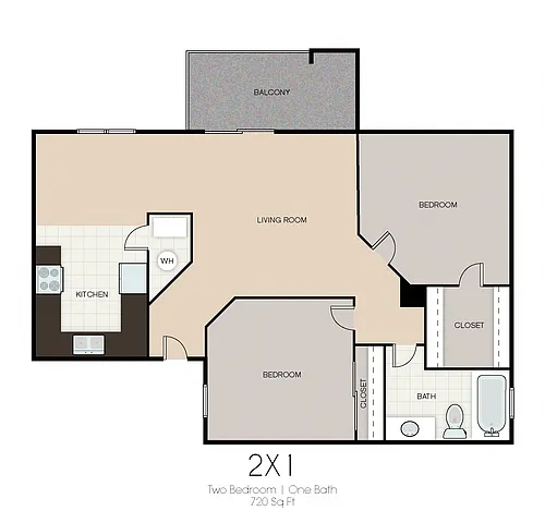 Floor plan Two Bedroom One Bathroom