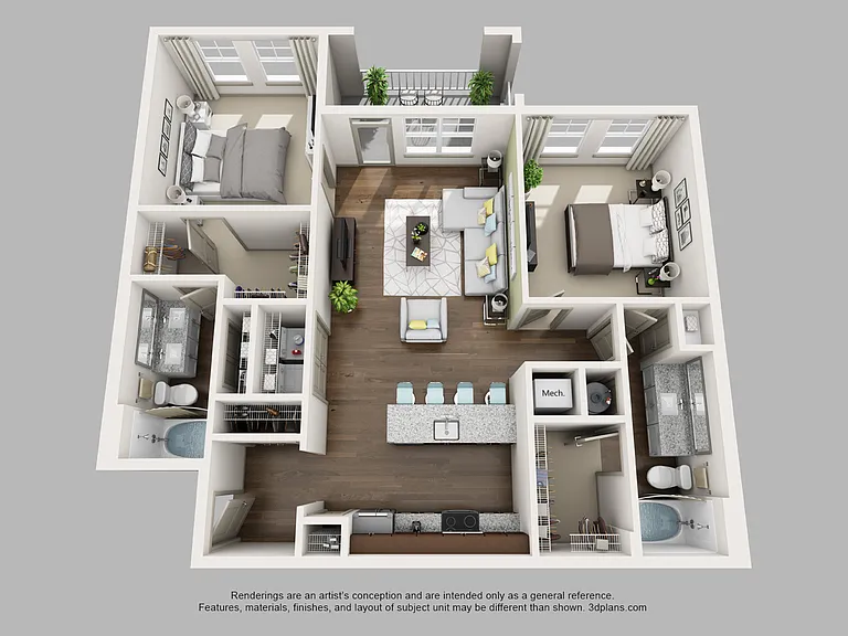 Element South - B2 - 2 Beds - 2 Baths - 1127 Sq. ft.