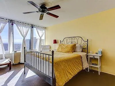 Master bedroom with south facing windows.