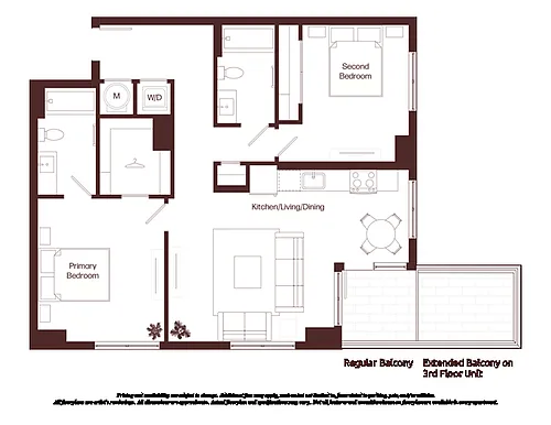 Floor plan 2 Bed - 2 Bath | b01