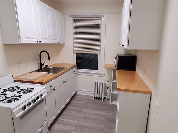 All the kitchen counters and cabinets, counters, and the sink are brand new. The stove/oven is gas.