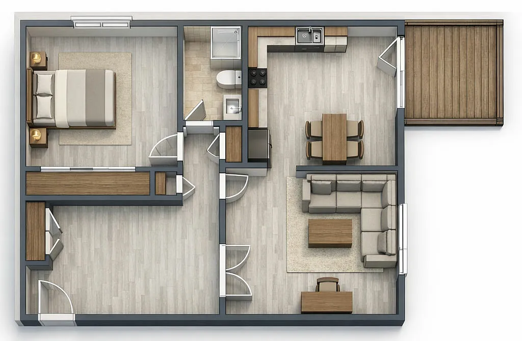 Floor plan 2 Bedroom, 1 Bath