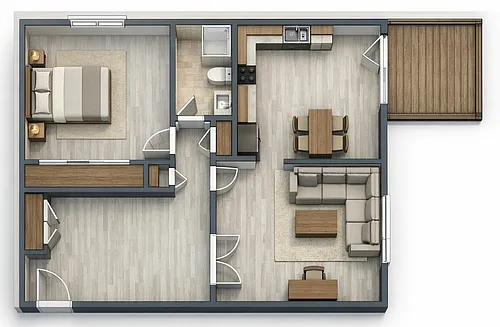 Floor plan 2 Bedroom, 1 Bath