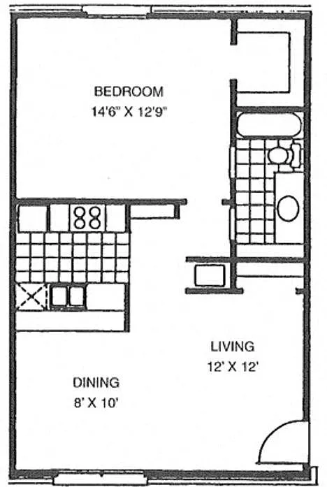 Floor plan 1 Bed 1 Bath - A