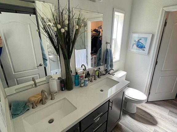 Primary bathroom with two sinks
