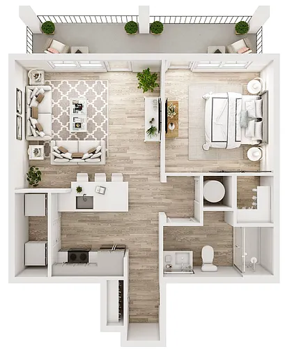 Floor plan A4L 1 Bed/1 Bath