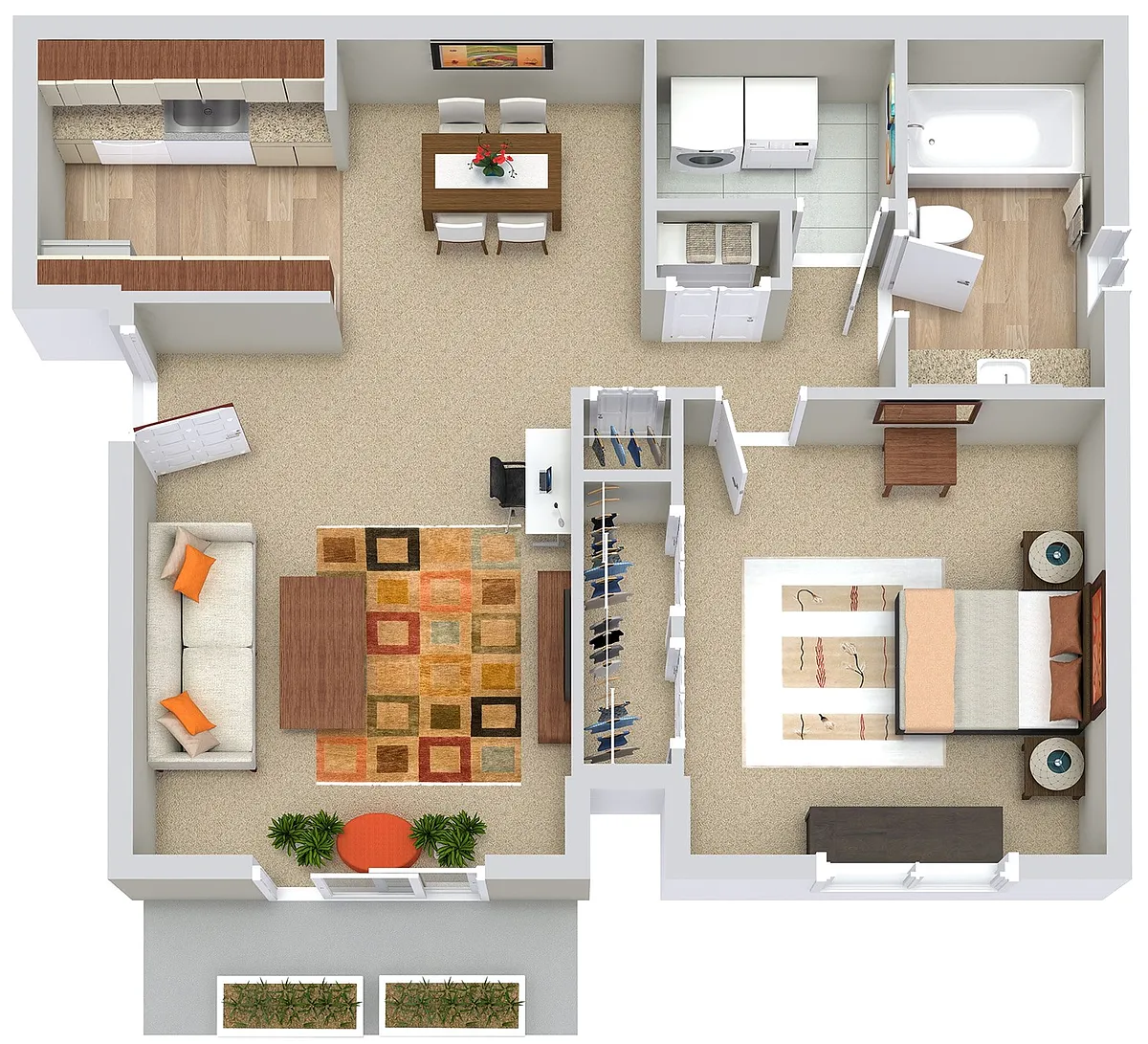 Floor plan 1 Bed | 1 Bath