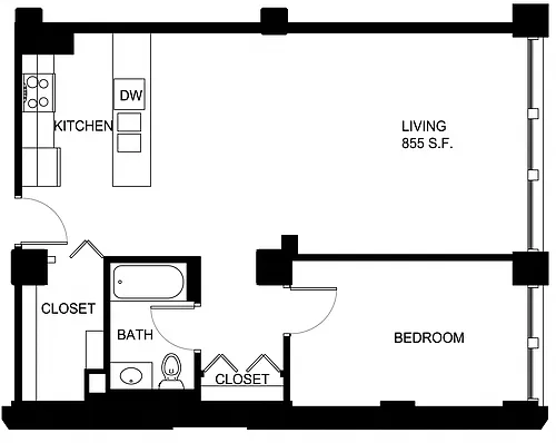 Floor plan 1 Bed/1 Bath-P A10