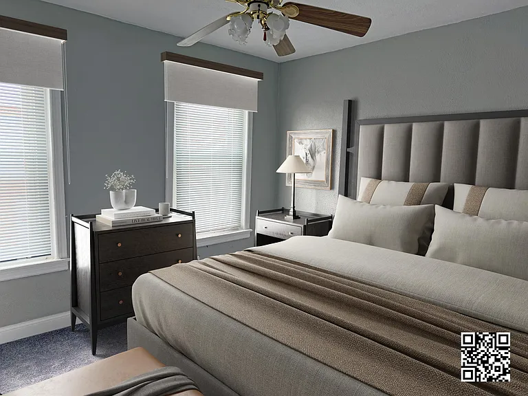 Virtually Staged Main Bedroom