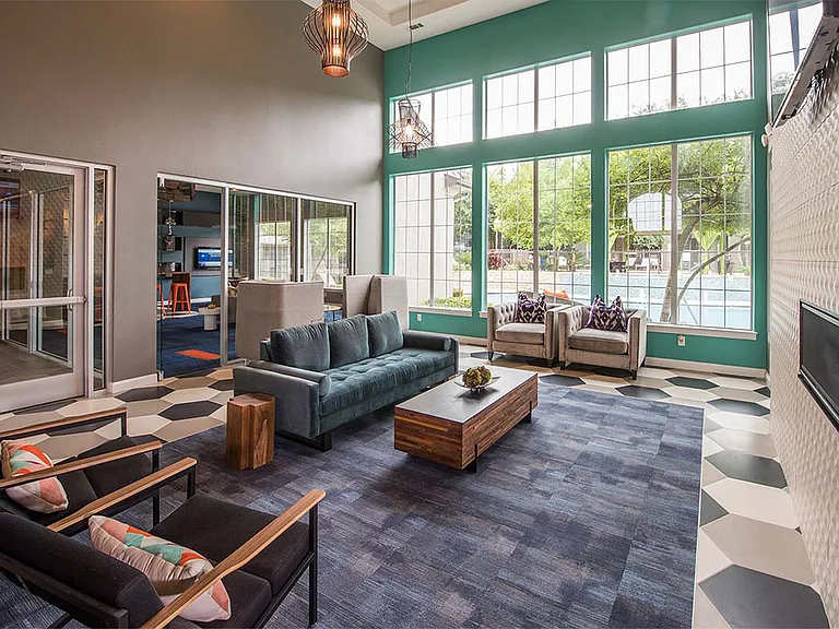 Apartment community Resident Lounge at Griffis Lakeline Station in Austin, Texas.