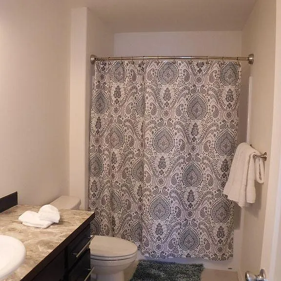 Bathroom two with shoer and tub too.