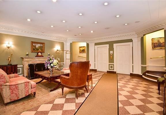 Lobby with two elevators