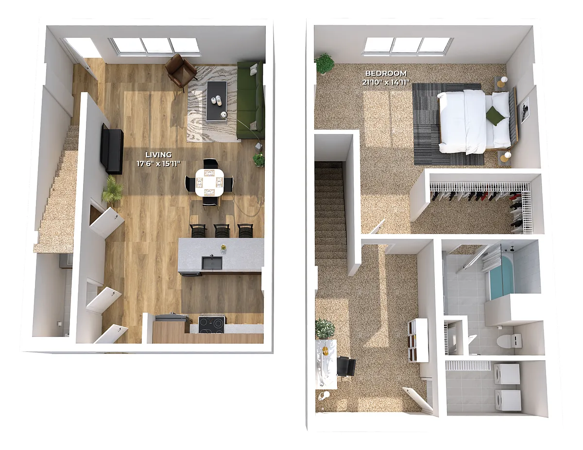 Floor plan One Bedroom Townhome B9