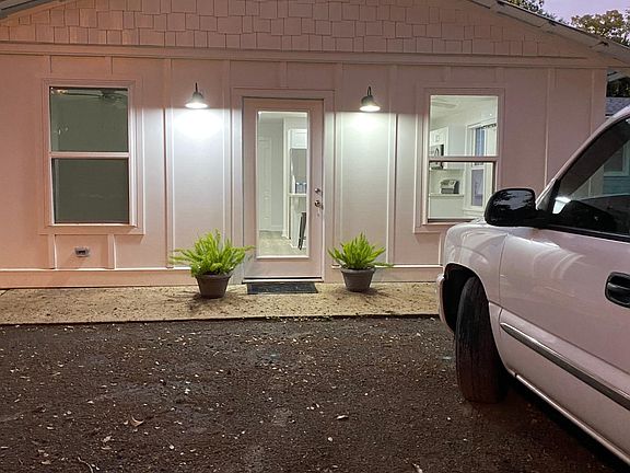 Front door at night
