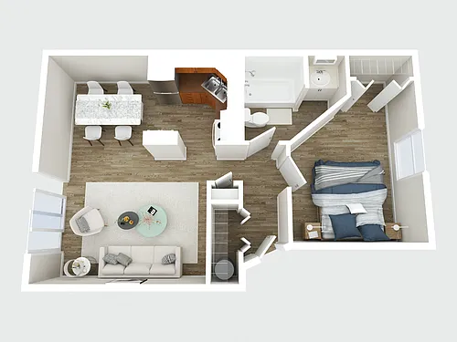 Floor plan One Bedroom One Bath