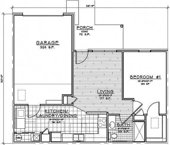 Floor plan 1 Bedroom Unit
