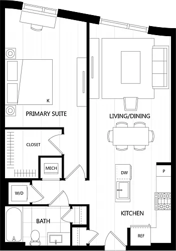 Floor plan 1 Bed/1 Bath-C1F