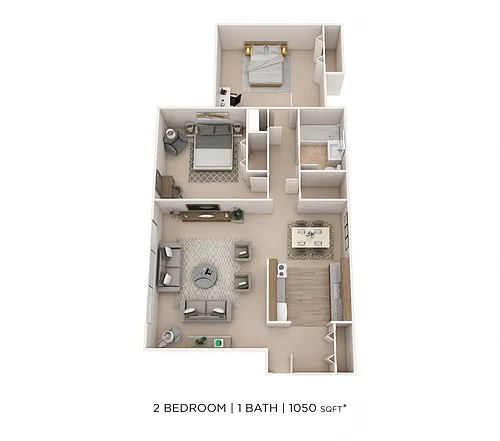Floor plan Two Bedroom - 1,050 sqft