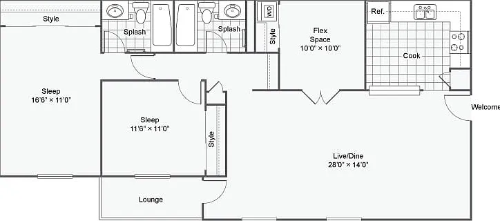 B6 | 2-Bedroom Floorplan B6 | 2-Bedroom Floorplan