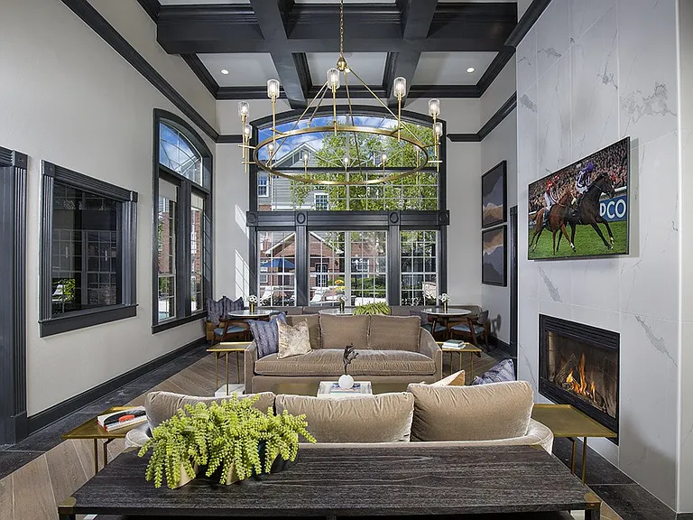 Resident lounge with fireplace
