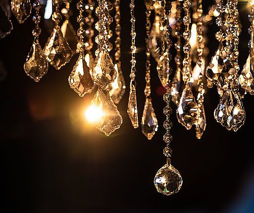 Foyer Chandelier at sunset.