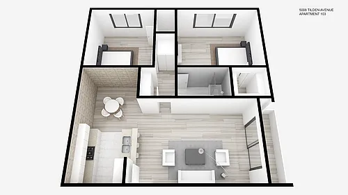 Floor plan Two Bed ~ One Bath