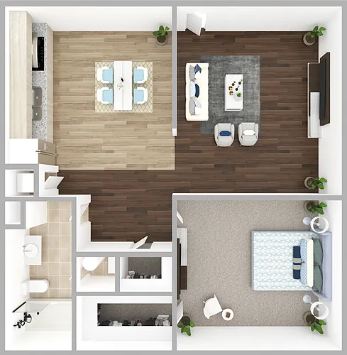 Floor plan 1 BR, 1 Bath