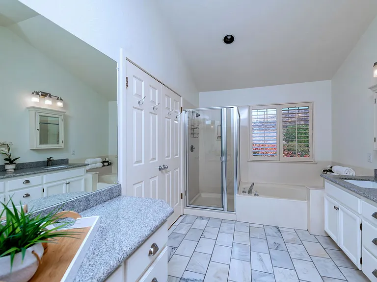 Primary Bath soaking tub and stall shower