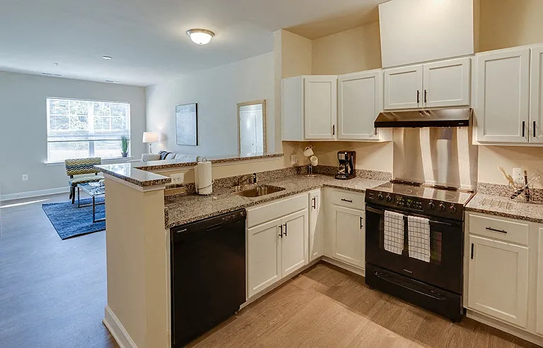 Kitchen view with breakfast bar