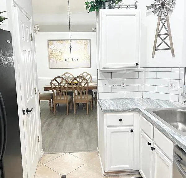 Way out from the kitchen to the living room and dining area