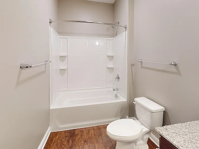 Room to refresh. Clean design meets everyday comfort with a spacious bathroom and convenient shower-tub combo.