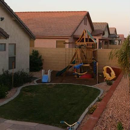 Beautifully landscaped backyard, Faux Flagstone extended patio