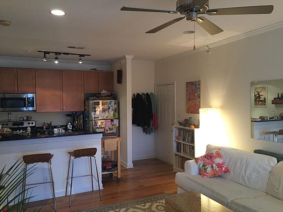 Open-concept kitchen and living room.