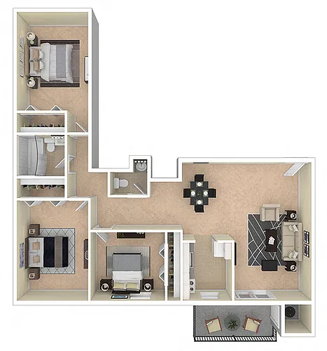 Floor plan THREE BEDROOM