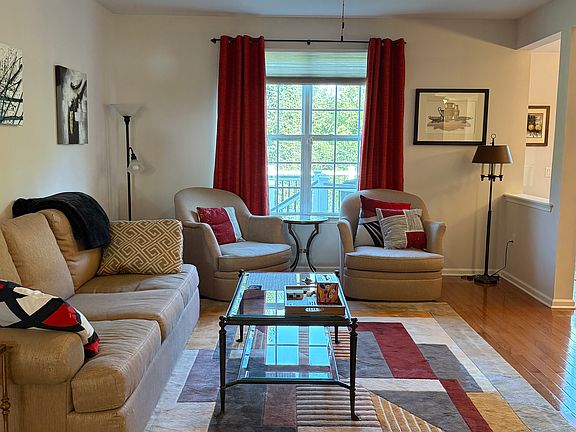 First floor living room with 9 ft ceilings