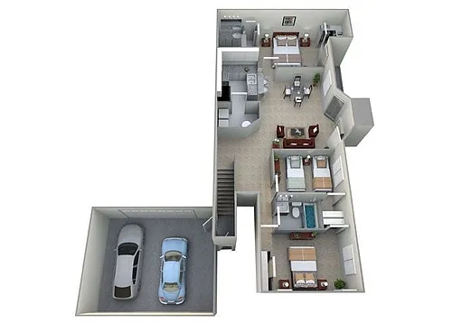 Floor plan Belmont - 3 Bedroom, 2 Bath (1,398 sqft.)