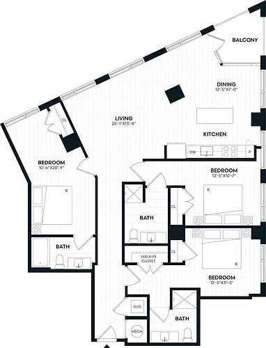 Floor plan 3 Bed/3 Bath-3K1 ANSI