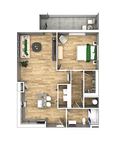 Floor plan 1 BR, 1 BA