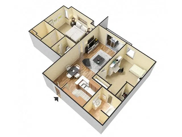 Floor plan 2 Bed 2 Bath 1134 Sqft