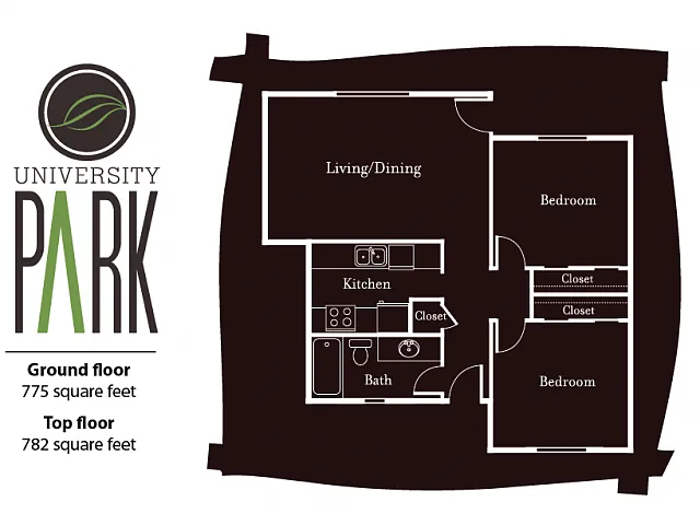 Floor plan 2 Bed 1 Bath Large - Park