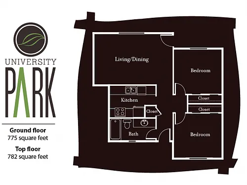 Floor plan 2 Bed 1 Bath Large - Park