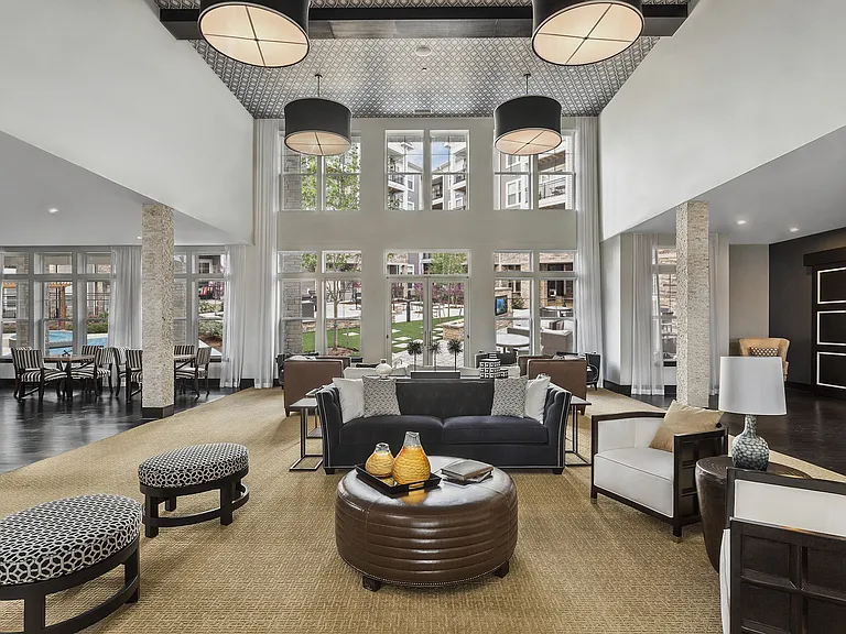 Modern Resident Lounge with Bar and Communal Tables