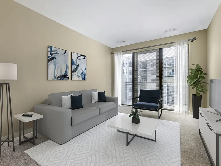 Upgraded living room with carpet