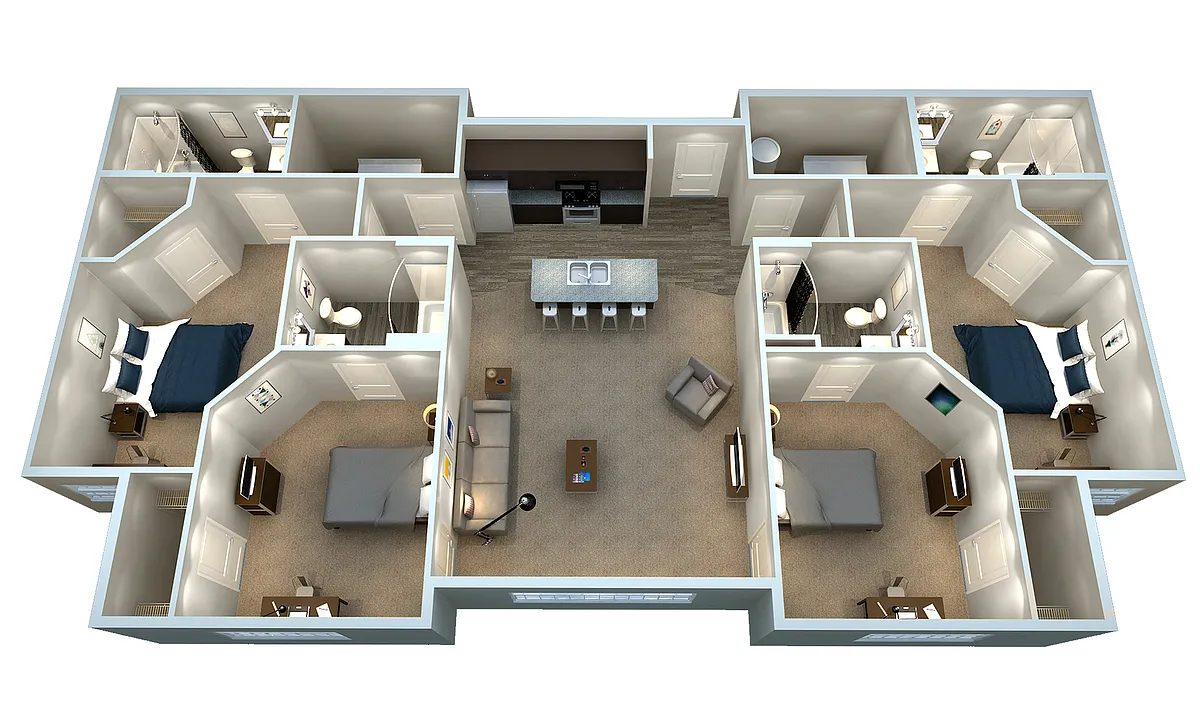Floor plan 4BR/4BA - D1