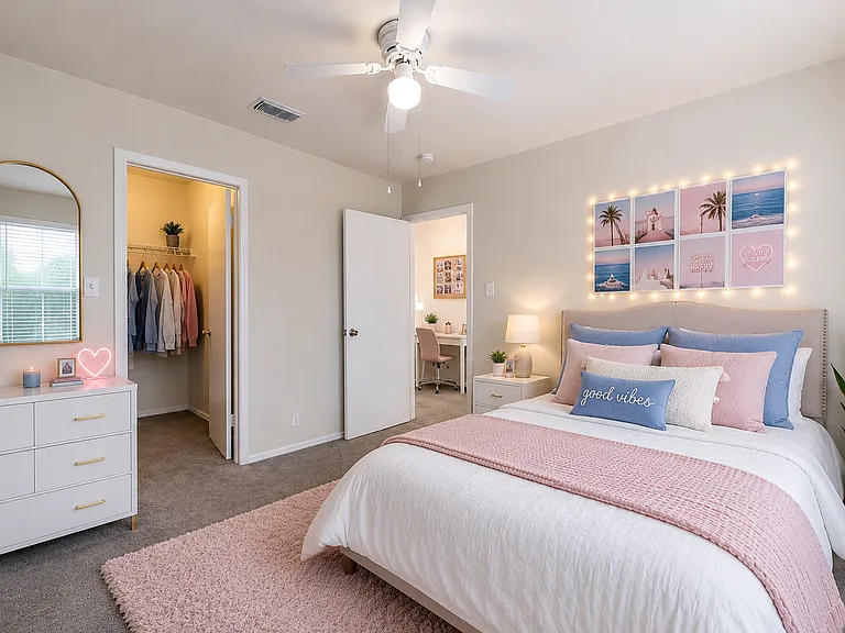 Spare Bedroom for Rent. This room does NOT come fully furnished. This rendering is to demonstrate the space with a full size bed.