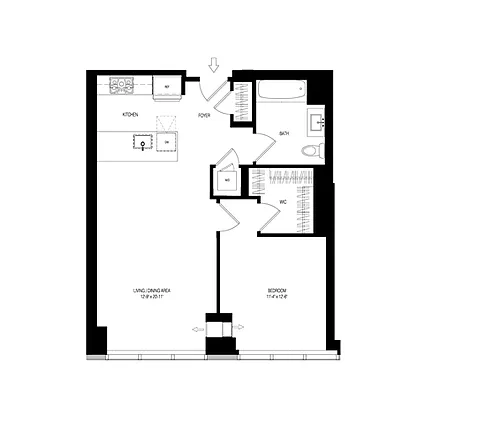 Floor plan 100 Park 1 Bed 1 Bath