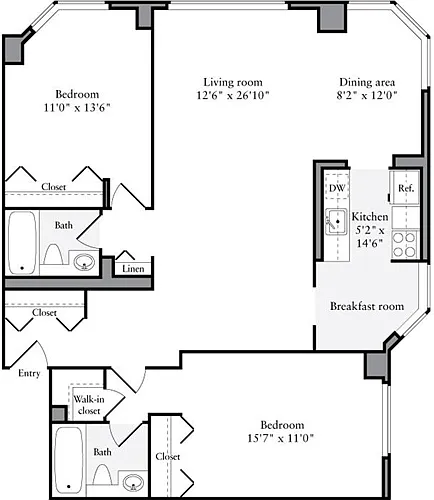 Floor plan 2 Bedrooms S